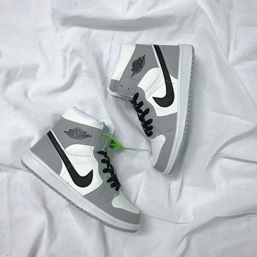 Giày Jordan 1 High Gray, Giày Thể Thao Nam Nữ JD Xám Cao Cổ, Đế Khâu Chắc Chắn, Da Bò Cao Cấp