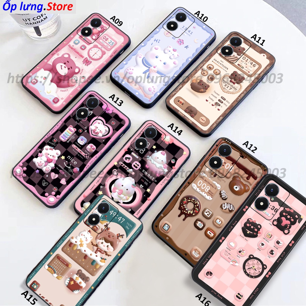 Ốp Vivo Y02S / Y01 / Y16 / Y22S / V25 in hình hình 3D gấu thỏ cute dễ thương