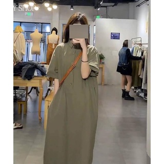 Đầm thun tay ngắn cổ polo dáng rộng phong cách Hàn Quốc thời trang dành cho nữ