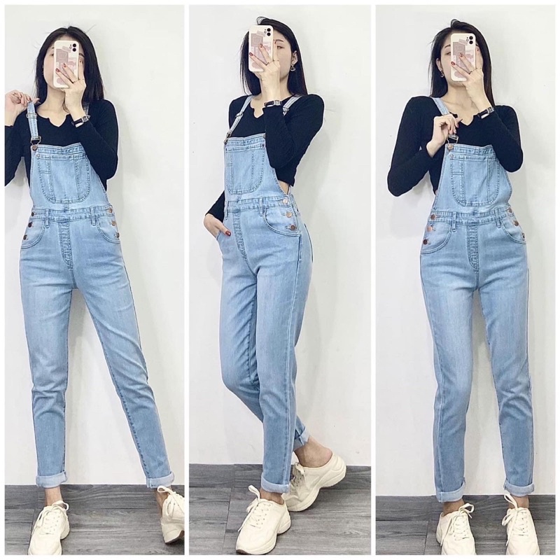 Quần yếm jeans 6 nút