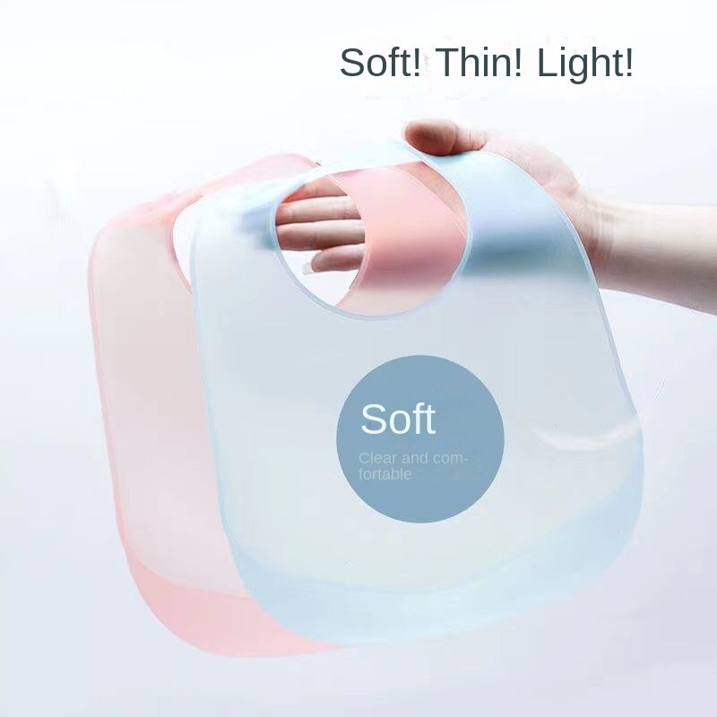 Yếm Ăn Silicone Siêu Mỏng Nhẹ Chống Thấm Nước Có Túi Dành Cho Trẻ Em