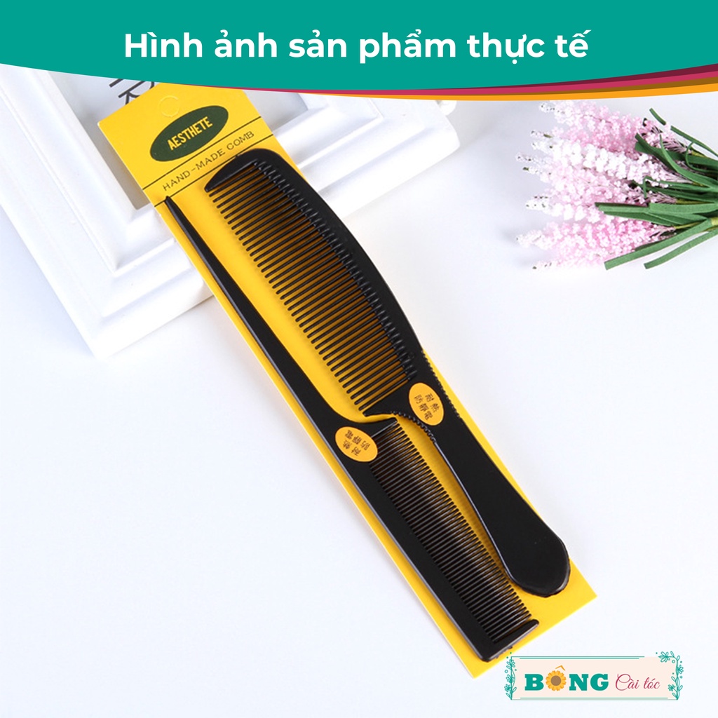 Set lược chải tóc 2 chiếc màu đen kiểu dáng truyền thống LCT20 - Lược BÔNG Cài Tóc
