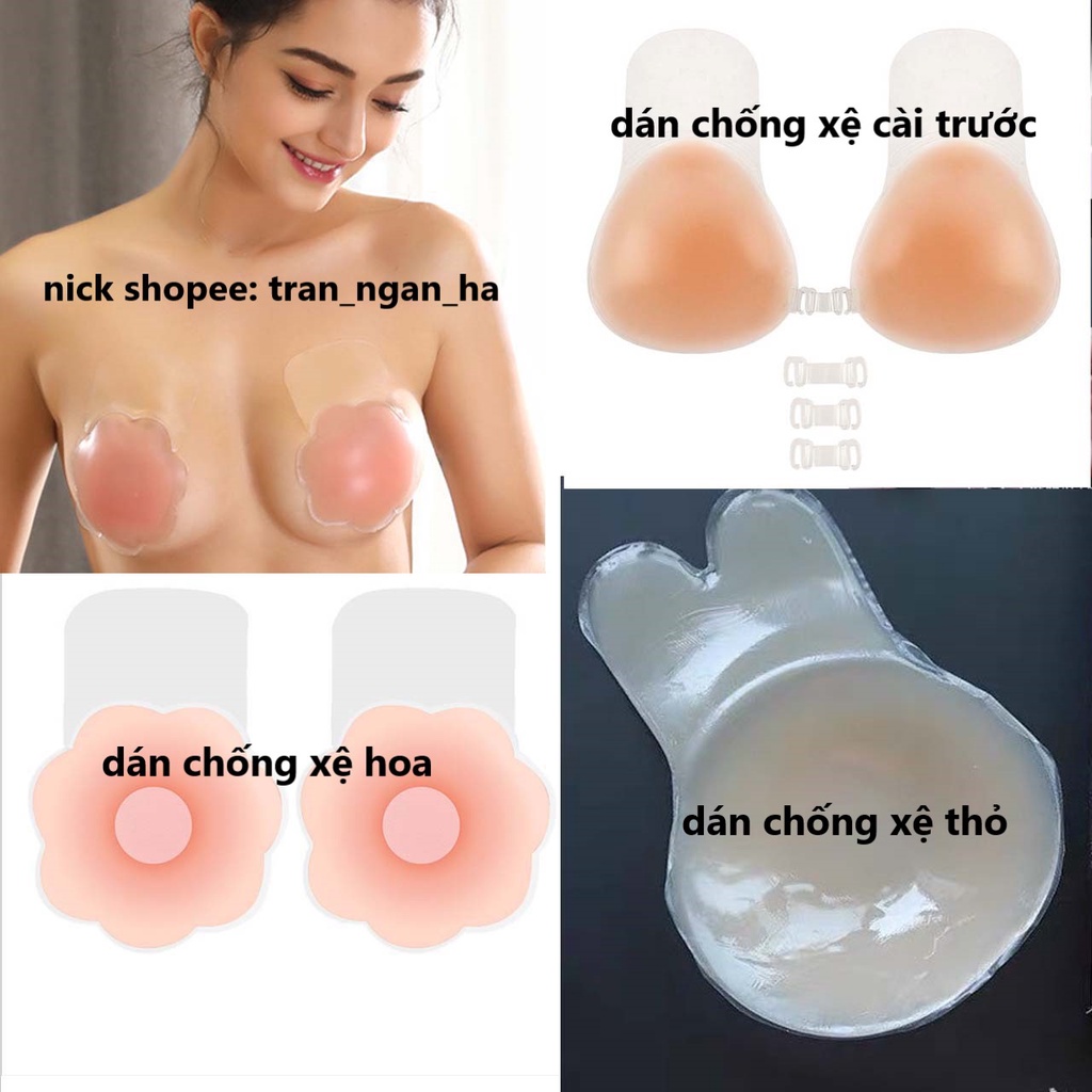 2 miếng dán ti silicon nâng ngực chống xệ, dán chống xệ cài trước