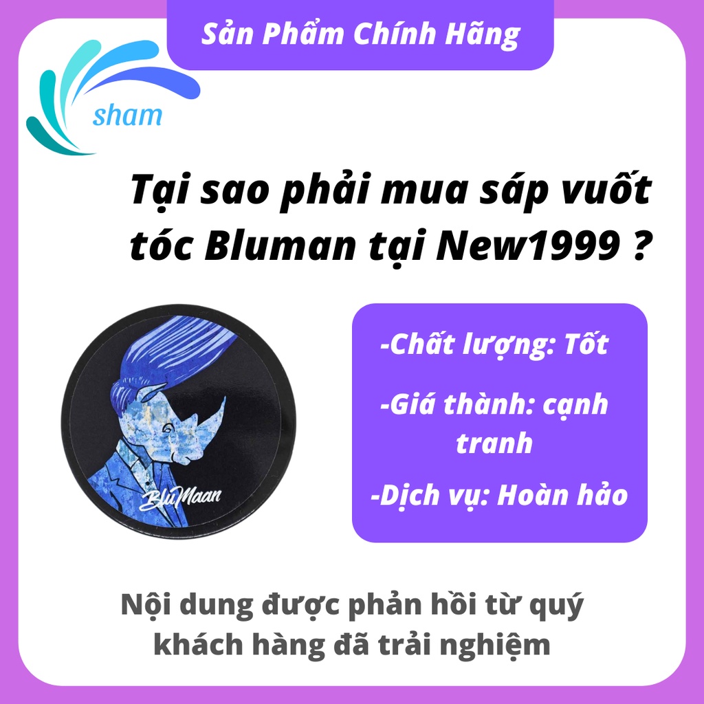 Sáp vuốt tóc tạo kiểu cao cấp bóng mượt BLUMAAN keo vuốt tóc nam nữ tê giác xanh