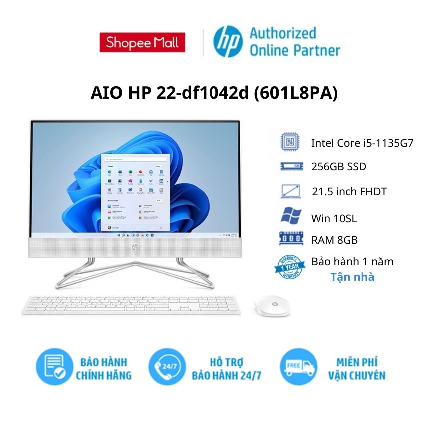 [ELHP15 giảm 10% tối đa 2TR2] Máy tính để bàn AIO HP 22-df1042d (601L8PA)/ Core i5/ RAM 8GB/ 256GB SSD/ 21.5 FHD