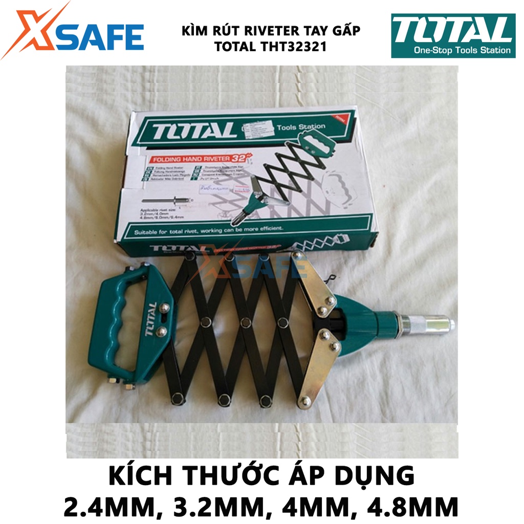 Kìm rút rivet tay gấp TOTAL THT32321 32 inch Kềm đa năng kích thước áp dụng 2.4mm, 3.2mm, 4mm, 4.8mm - [XSAFE]