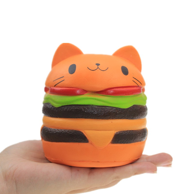 ✨Cat head burger✨ Kawaii bread pendant Squishy Slow Rising Simulation Slow Rebound squeeze Stress Reliever Toys