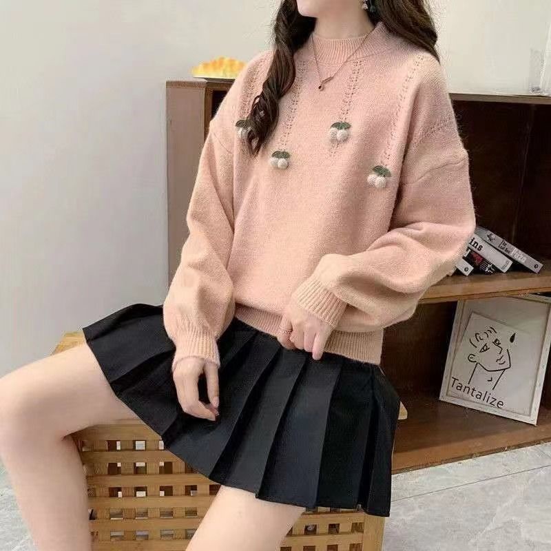 Áo sweater PURE CUBE dệt kim dáng rộng phong cách Hàn Quốc thời trang mùa thu xinh xắn dành cho nữ
