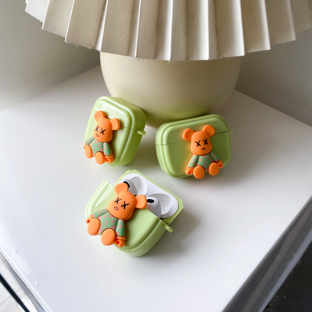 Vỏ Bảo Vệ Hộp Sạc Tai Nghe Airpods 1 2 Pro 3D Bluetooth Không Dây Chất Liệu TPU Mềm Hình Chú Gấu violent bear