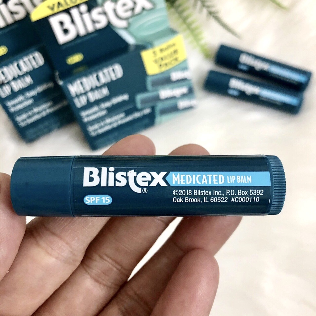 ❤️   Son dưỡng môi chống nắng Blistex Medicated SPF 15 Lip Balm Mỹ Bạc Hà the mát mềm mượt