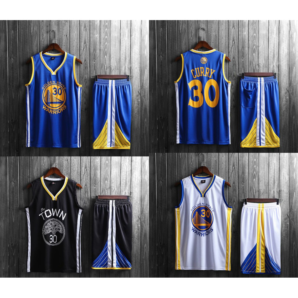 Bộ Quần Áo Bóng Rổ Gold State Warriors 30 Stephen Curry Cho Nam