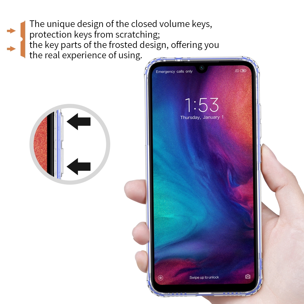 Ốp điện thoại NILLKIN bằng silicon dẻo trong suốt cho Xiaomi Redmi Note 7 Pro