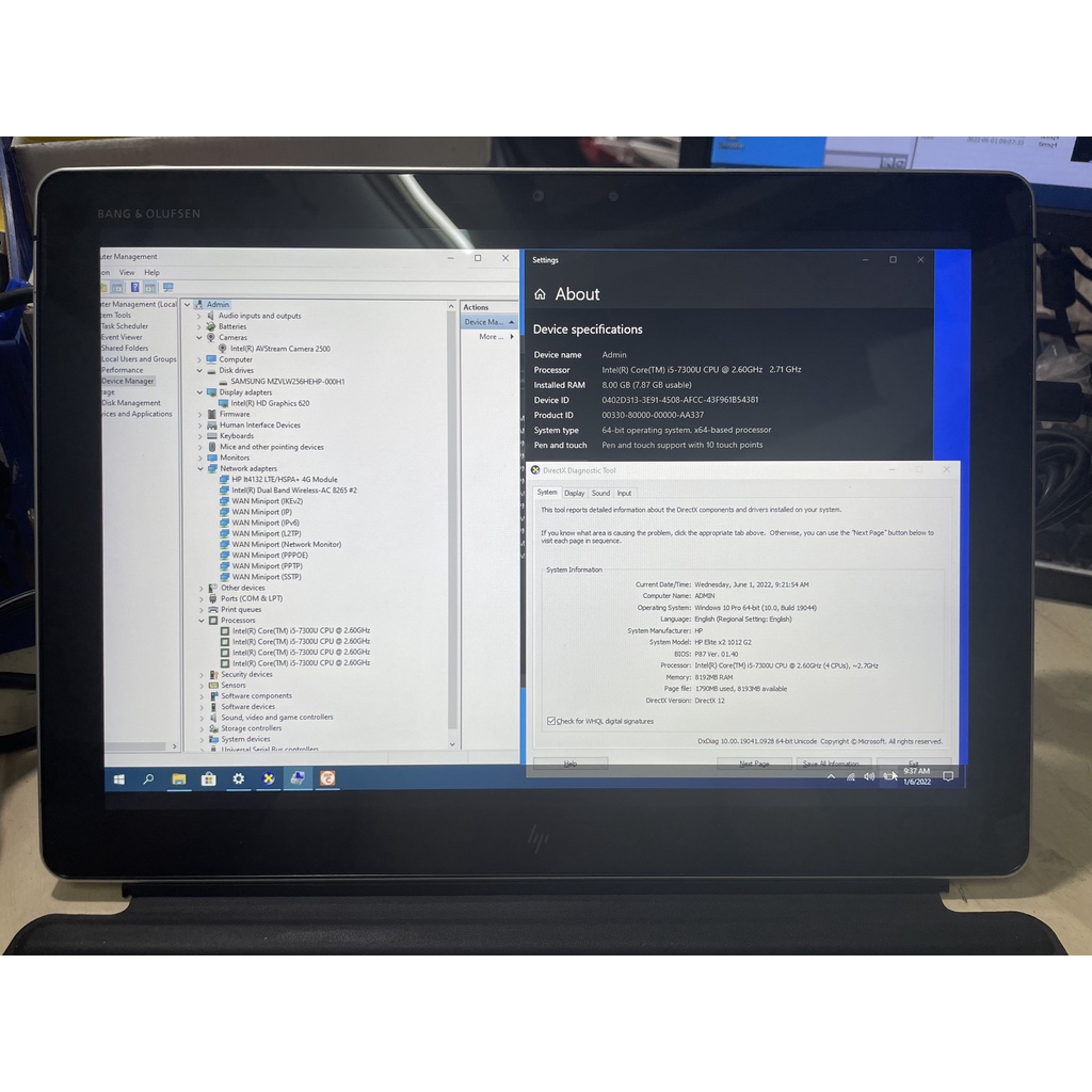 Laptop HP Elite X2 1012 G2,bàn phim tách rời linh hoạt