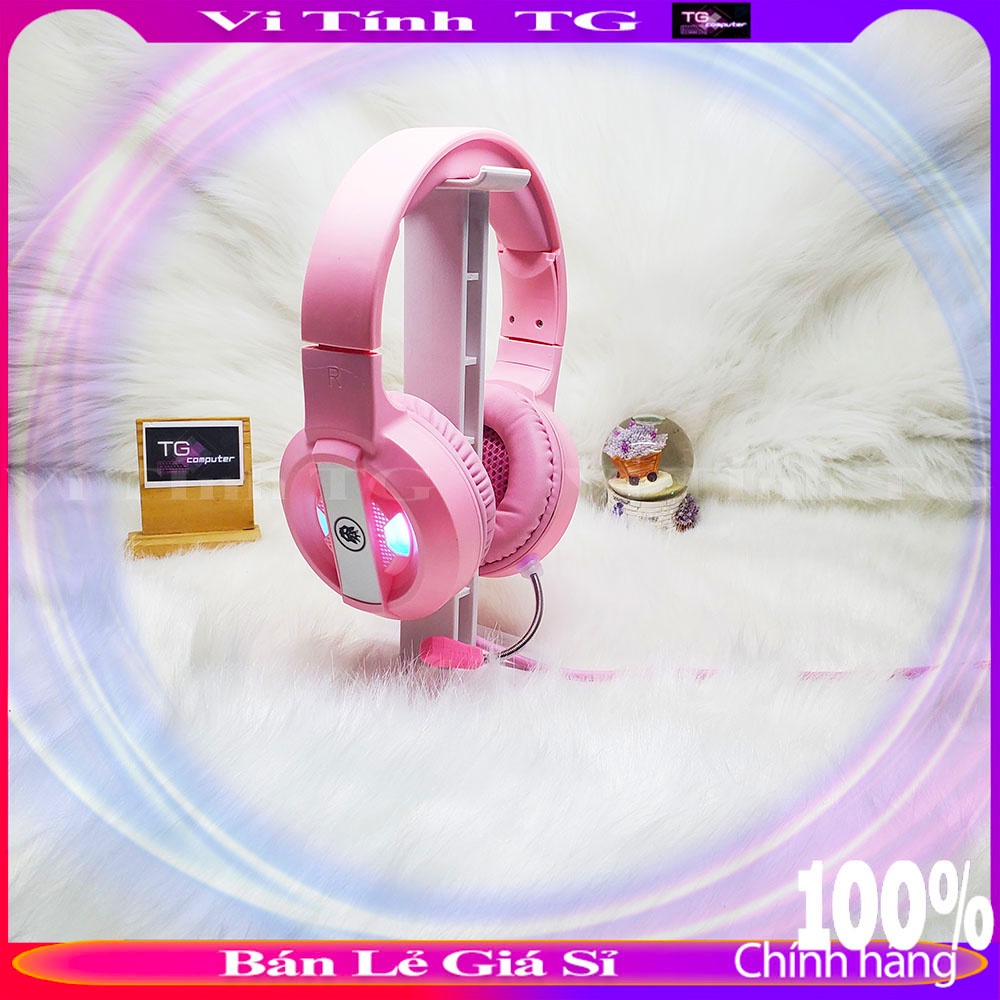Tai Nghe Màu Hồng Có Mic - Kết nối 3.5mm tiện lợi - Tai nghe học Online