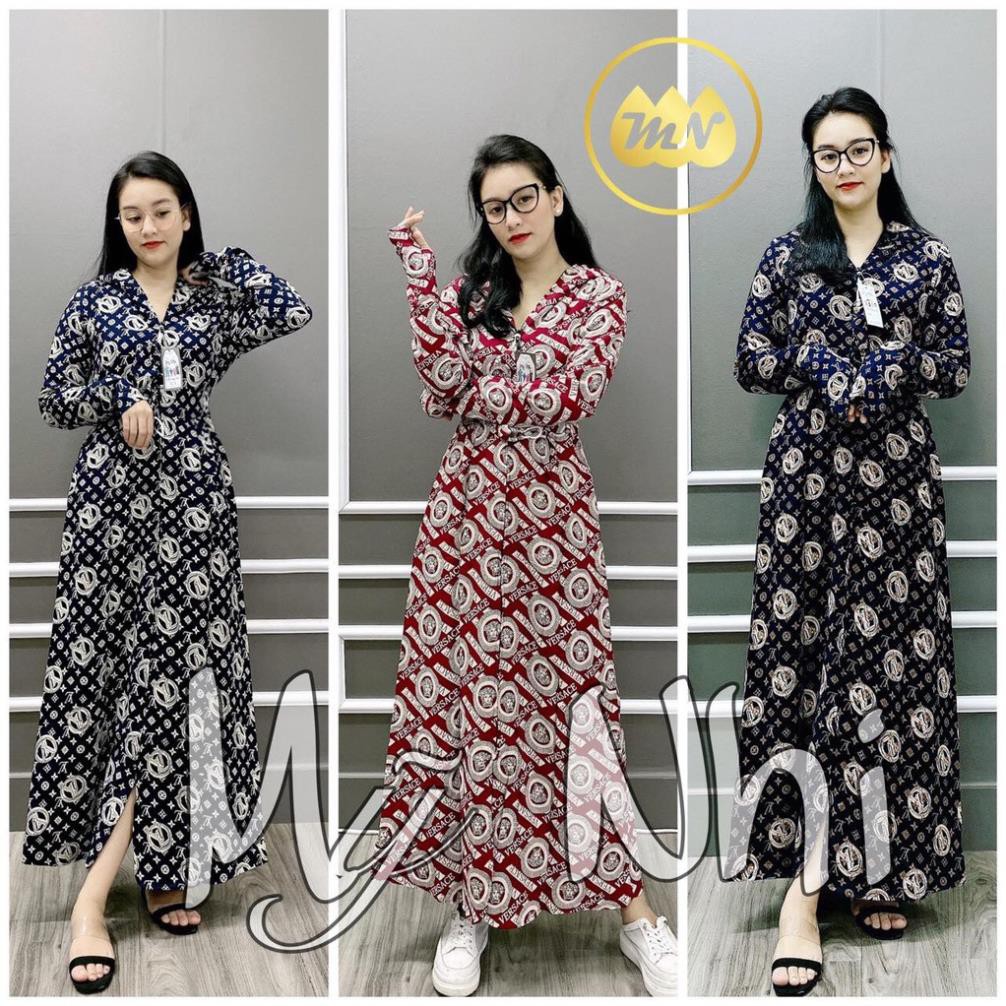 Áo chống nắng nữ toàn thân lanh nhung Nhật 3 lớp họa tiết hình dài kín chân - ao chong nang nu 3 lop