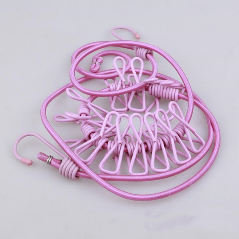 Dây phơi quần áo thông minh có 12 móc kẹp-Màu ngẫu nhiên