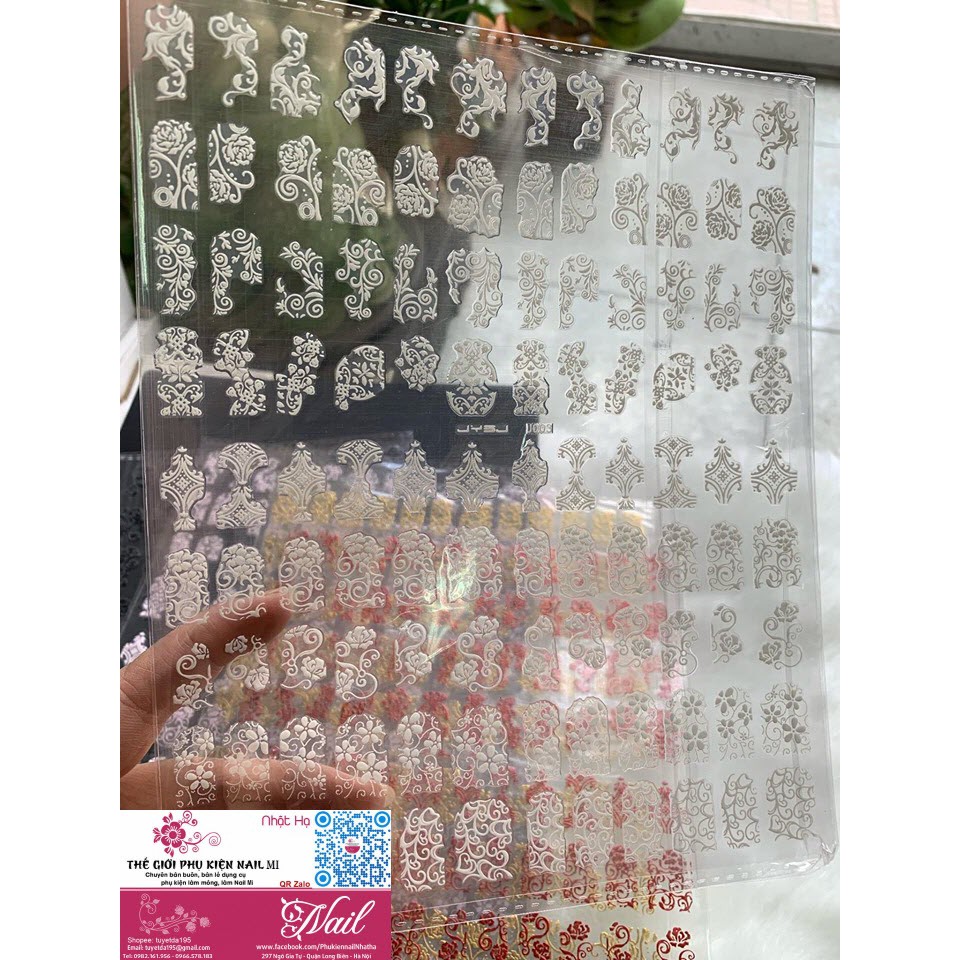 Sticker 3D Dán Móng Nghệ Thuật Kim Loại Họa Tiết Hoa (Lẻ 1 Tấm)