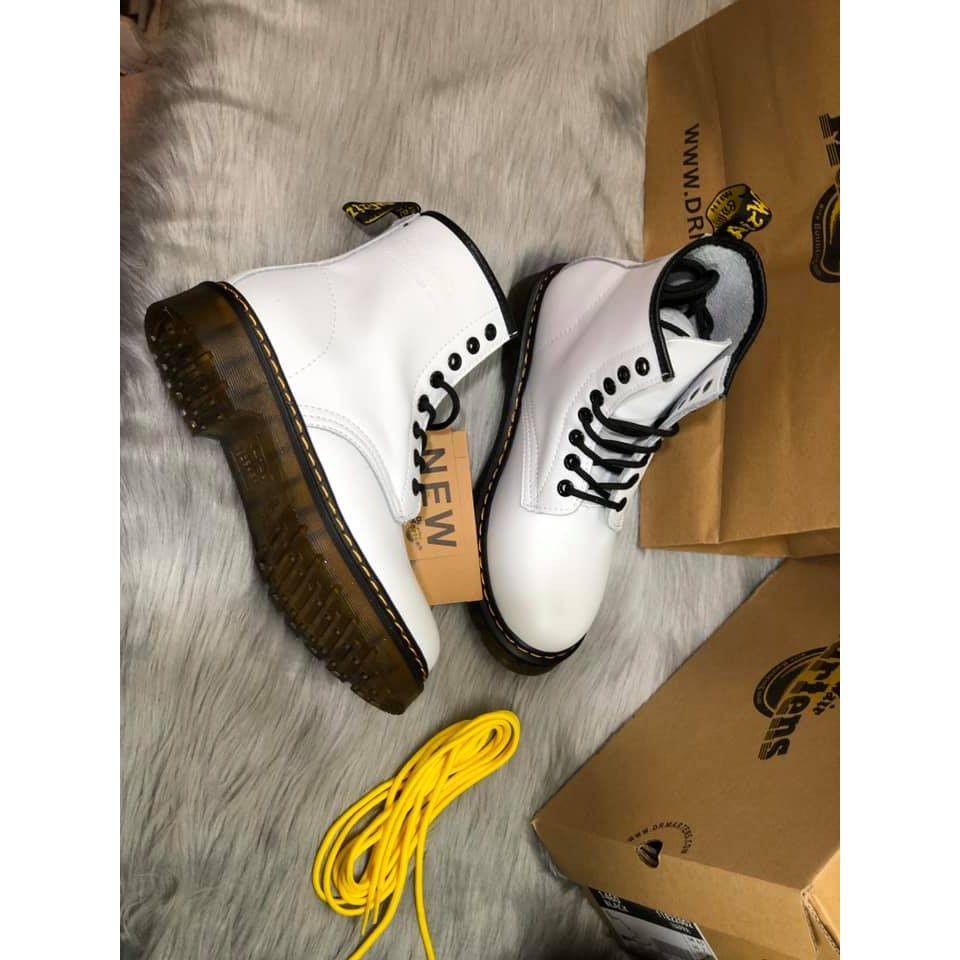 Giày boot (bốt) Da nữ Dr Martens cổ cao màu trắng da siêu mềm đẹp chuẩn cao cấp => 1.1 [GIÁ RẺ SẬP SÀN]