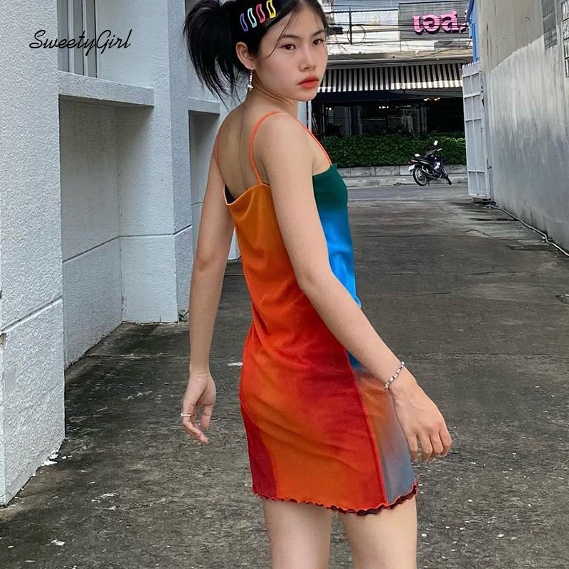 Đầm Mini Không Tay Hở Vai Ôm Eo In Họa Tiết Nhiều Màu Sắc Thời Trang 2022 Cho Nữ