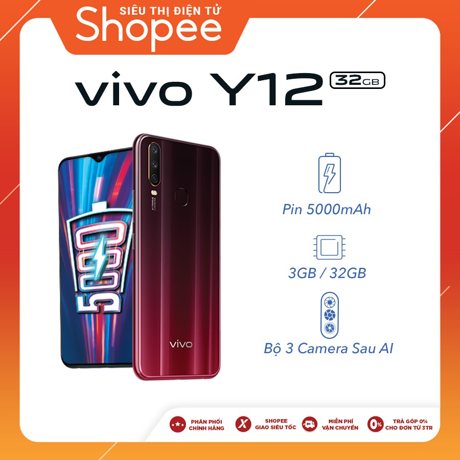 Điện thoại Vivo Y12 3Gb + 32Gb - Hàng chính hãng | WebRaoVat - webraovat.net.vn