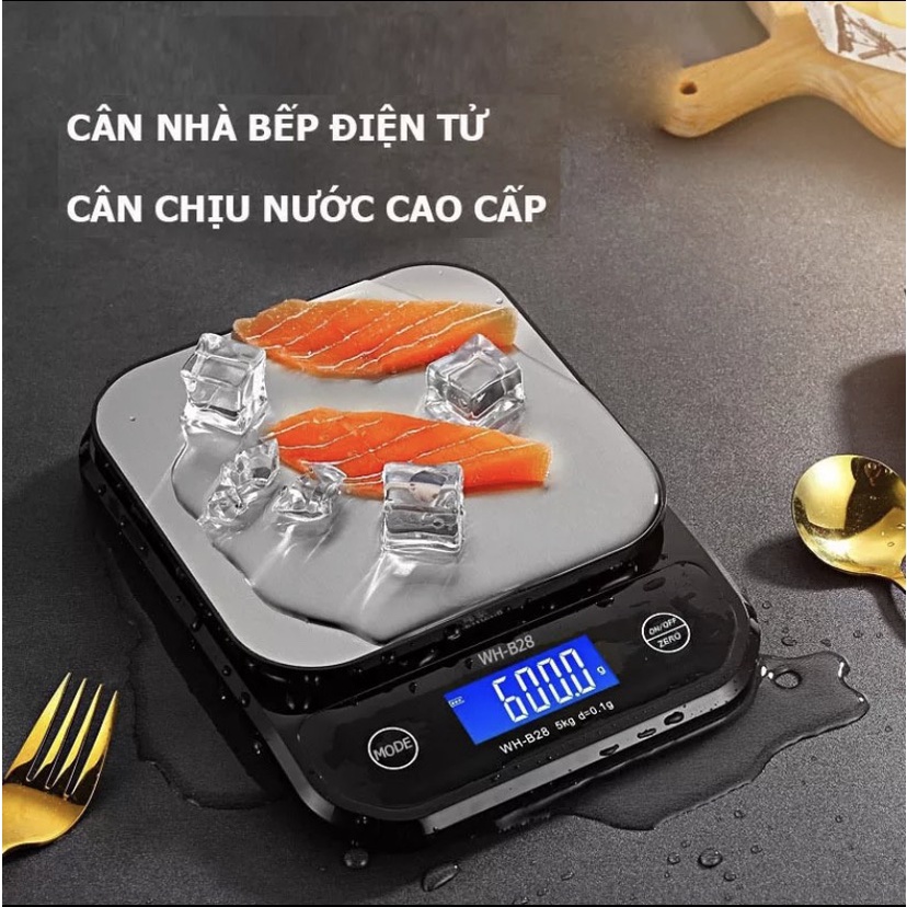 Cân tiểu ly điện tử chịu nước, có sạc lại WH-B28 nhà bếp định lượng 10kg 5kg