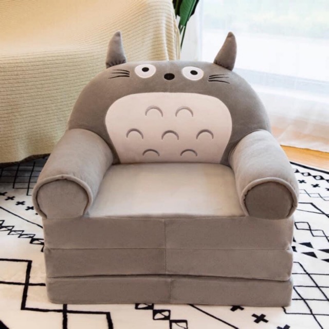 SOFA GIƯỜNG - GHẾ LƯỜI BÔNG HÌNH THÚ CHO BÉ - TOTORO XÁM