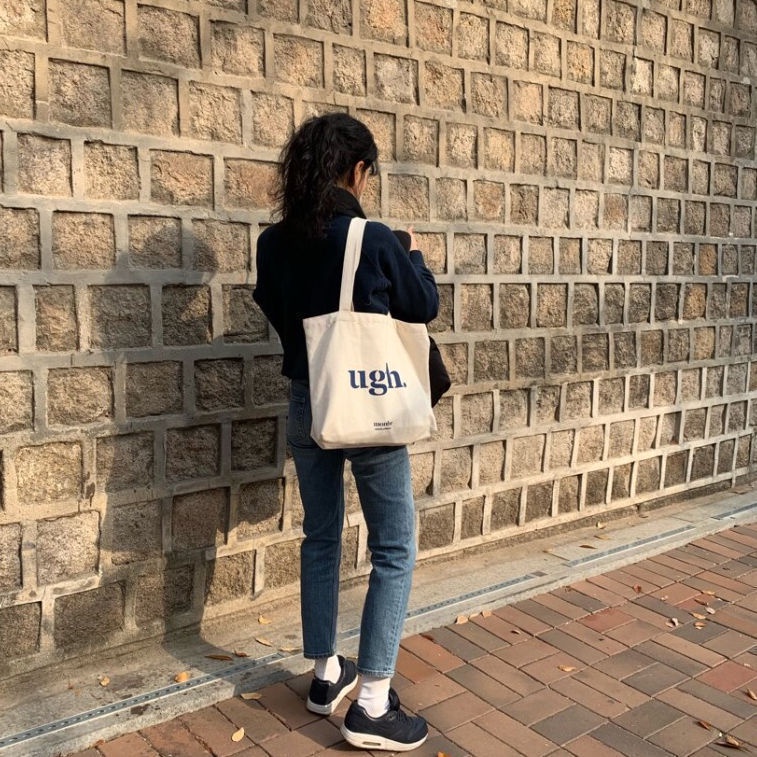 Túi tote vải Canvas phong cách đi học đi chơi hàn quốc giá rẻ in Ugh AH1594