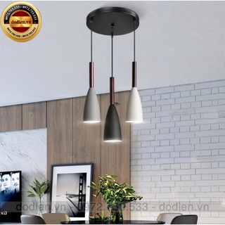 Đèn thả chuôi gỗ T012 , đèn chùm bàn ăn cao cấp kèm bóng