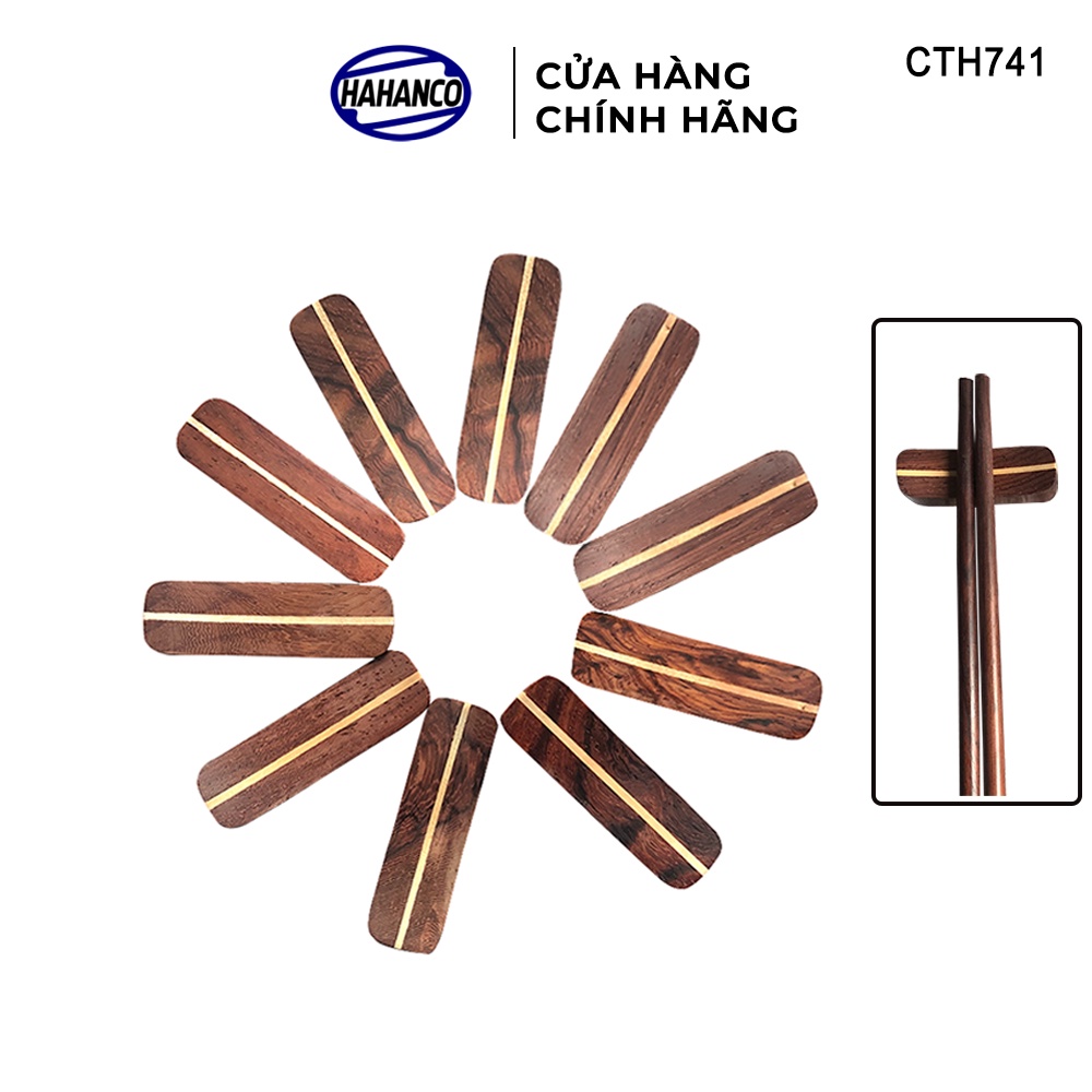 Bộ 10 Gác Đũa HAHANCO Bằng Gỗ Trắc Kẻ Sọc (CTH741)