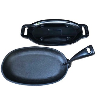 Chảo Gang Oval Chống Dính Kèm Đế Lót Nhựa