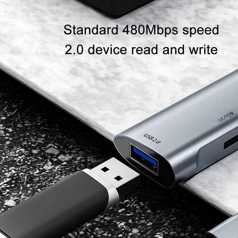 Thiết Bị Sạc Nhanh USB Hub 3 Trong 1 Giao Diện 0 4K 60Hz 480Mbps 60W PD