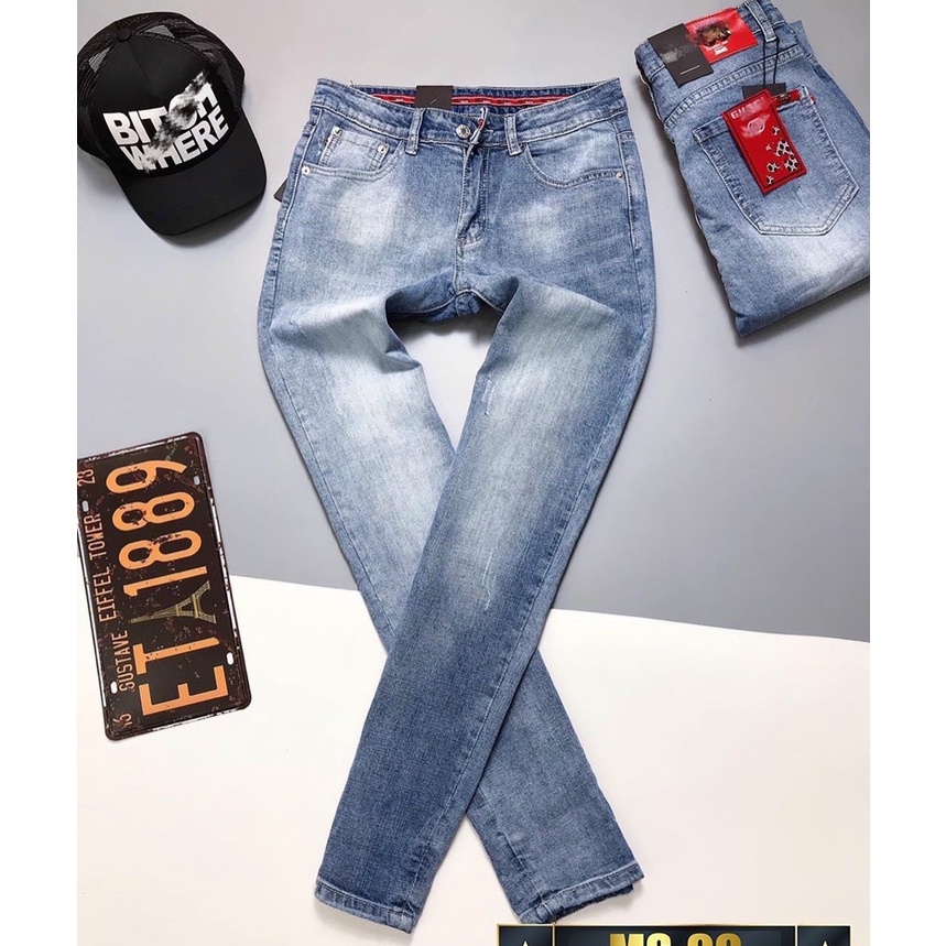 Quần jean nam co giãn 4 chiều, quần bò trơn dáng ôm chất vải cao cấp CAROLLSTORE MS99