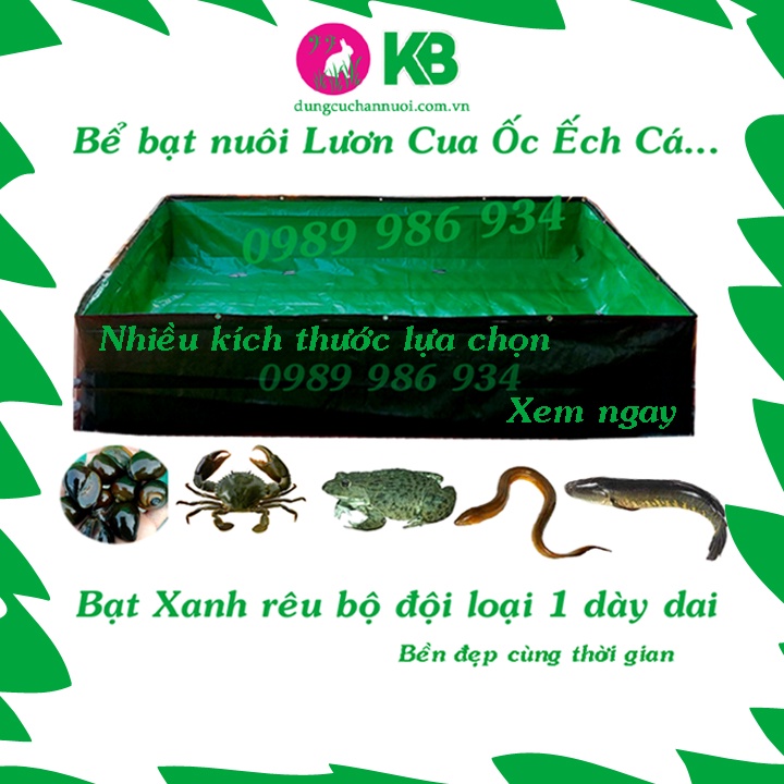 Bể bạt nuôi ốc, cá, lươn Bạt xanh bộ đội loại 1 xịn dày dai bền kích thước 3mx2mx1m