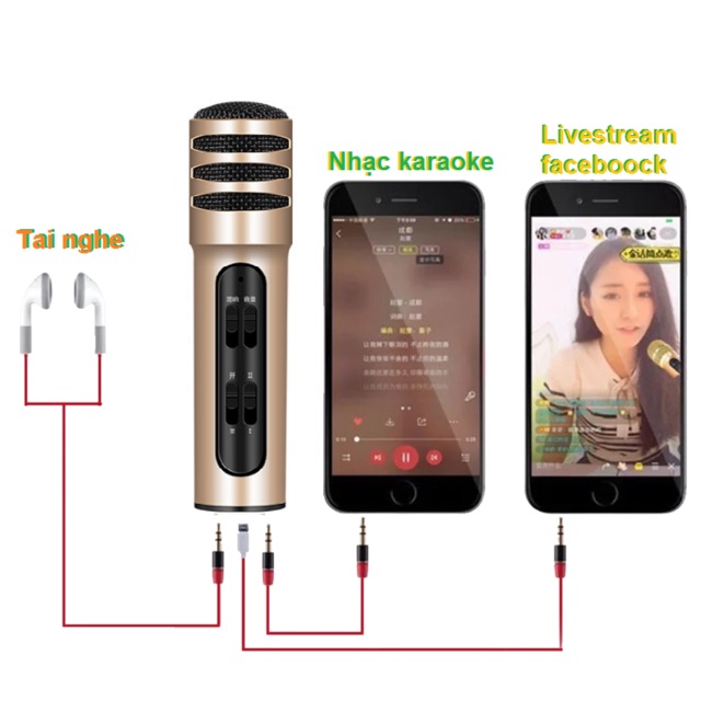 Micro C7 loại xịn : Dùng  livestream - thu âm để hát karaoke