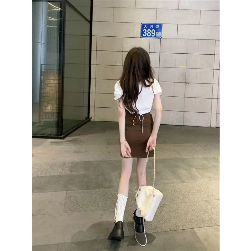 Set Áo Kiểu Tay Phồng Kèm Thắt Lưng Và Thắt Lưng Phong Cách Pháp Cho Nữ