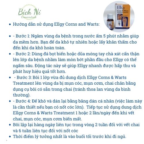 Dung dịch Ellgy Corns &amp; Warts loại sạch mụn cóc, mụn cơm, chai mắt cá chân.