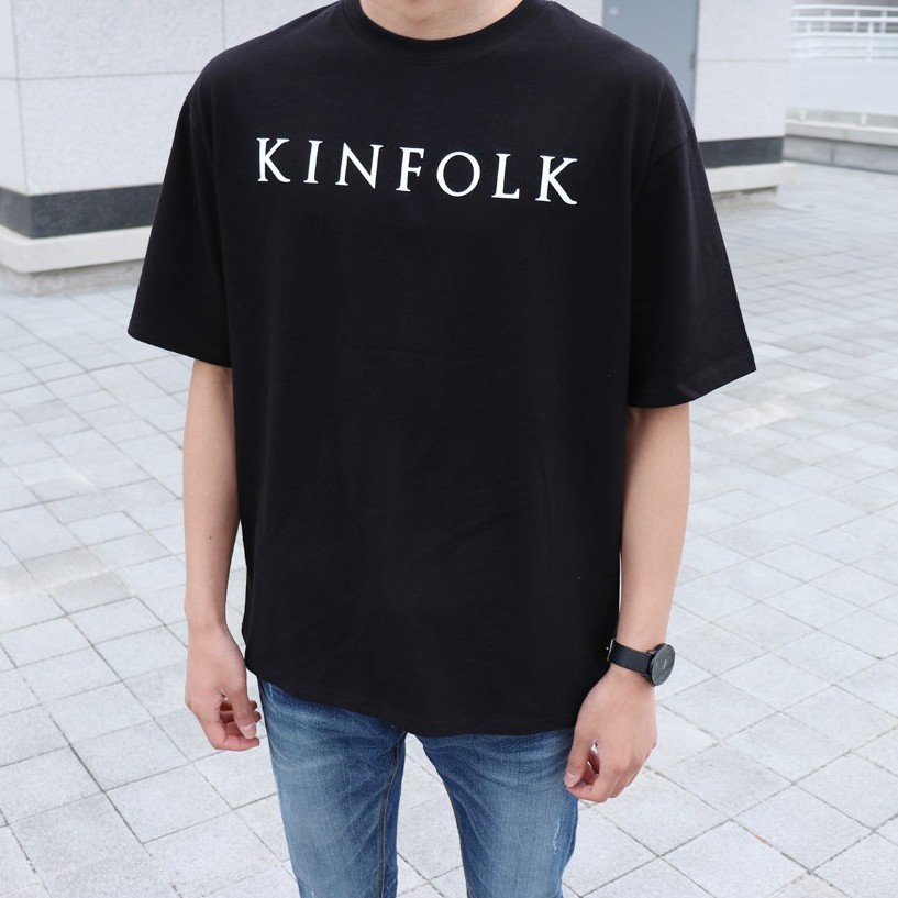 (Kèm clip) RYAN-Áo thun nam KINFOLK đen ngắn tay vải cotton cổ bo tròn thương hiệu RYAN form rộng phong cách Hàn Quốc | BigBuy360 - bigbuy360.vn