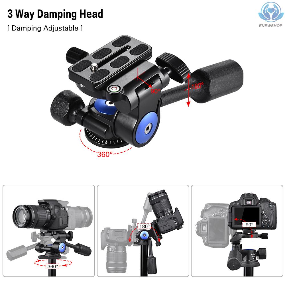 【enew】Andoer A-40 3 Way Camera Video Head Aluminum Alloy 360° Panoramic Photographic Damping Head for Canon Nikon Sony for Tripod Monopod Slider Max. Load 5kg/11Lbs