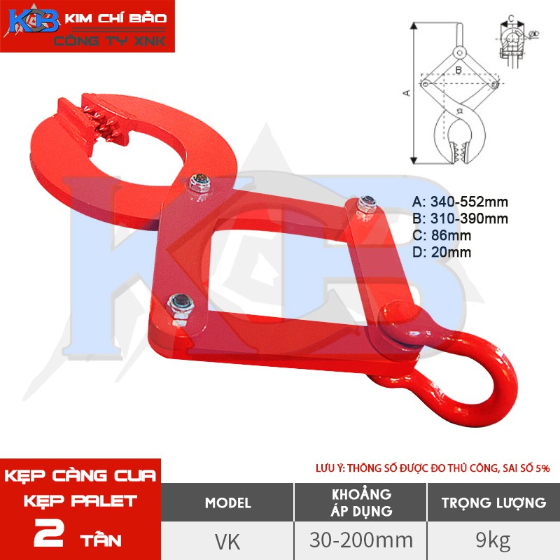 Kẹp pallet loại 2 tấn KCB - Kẹp kéo pallet