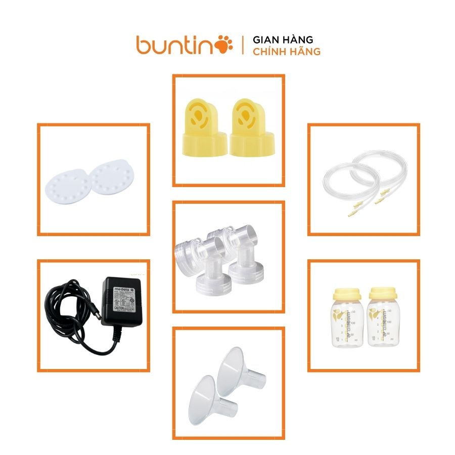 Bộ Phụ Kiện Máy Hút Sữa Medela Pump Chính Hãng Gồm Cổ Nối, Lá Van, Dây Khí, Bình Sữa, Van Vàng, Phễu - BUNTINO ME_PK01