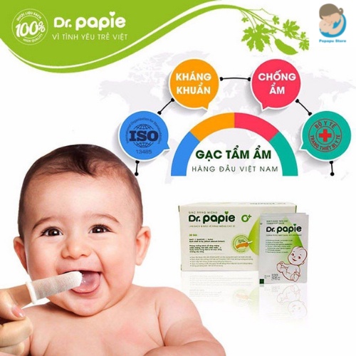 Gạc rơ lưỡi Dr Papie chính hãng, hộp 30 gói
