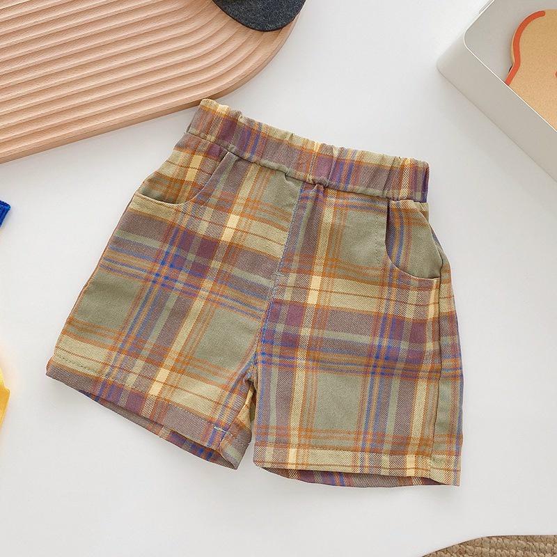 Set đồ 2 món áo thun cổ tròn in họa tiết hoạt hình + quần short vải cotton thời trang cho bé