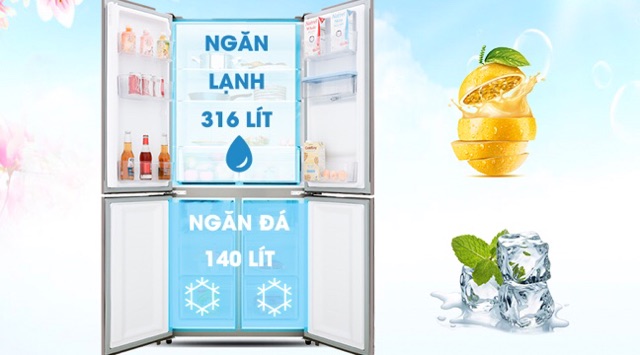 Tủ lạnh Aqua Inverter 456 lít AQR-IGW525EM GB (CÓ MÀU BẠC)  (Miễn phí giao tại HCM-ngoài tỉnh liên hệ shop)