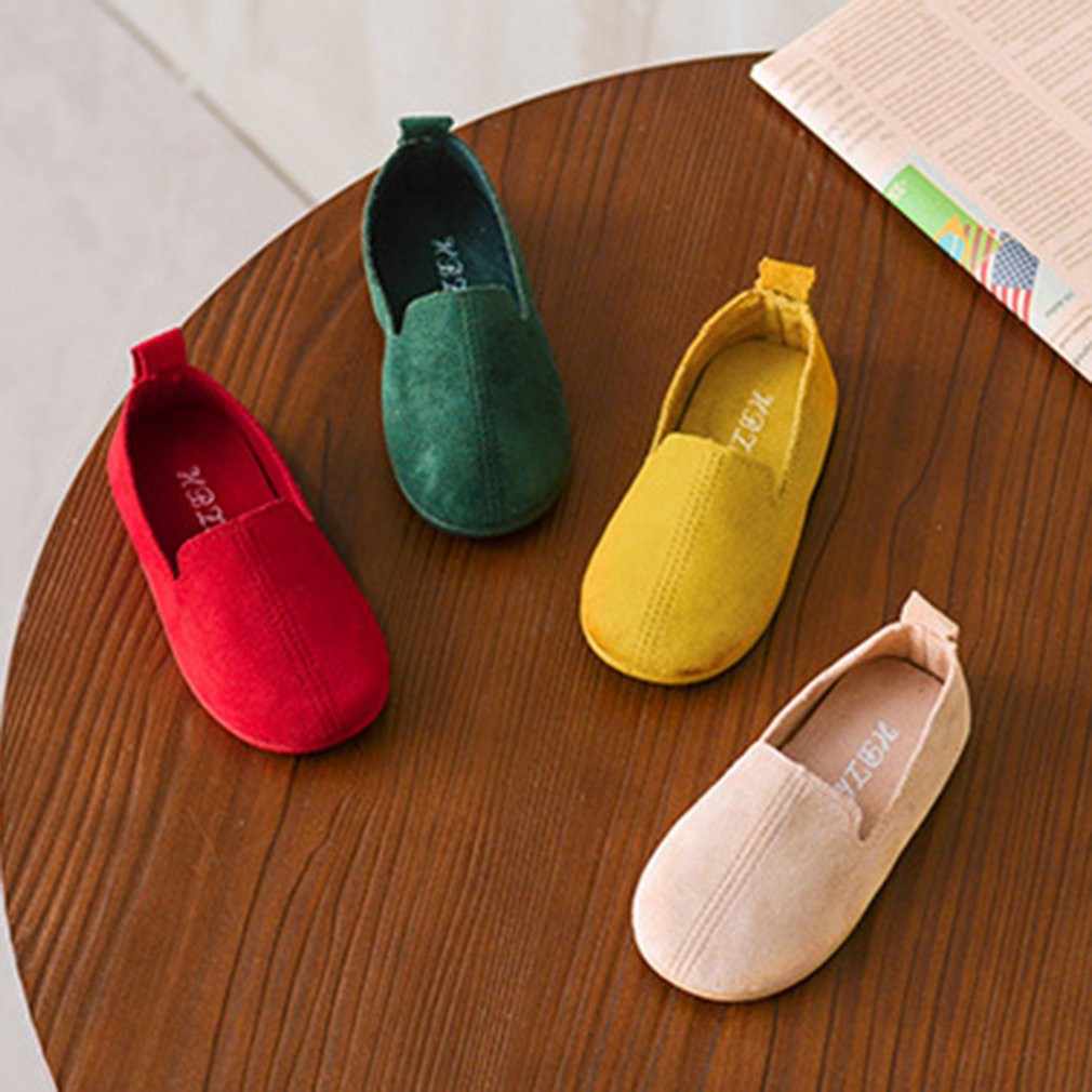 Giày Lười Da Mềm Đế Bằng Phong Cách Hàn Quốc Thời Trang Cho Bé