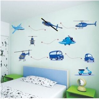 Decal tranh dán tường ô tô máy bay