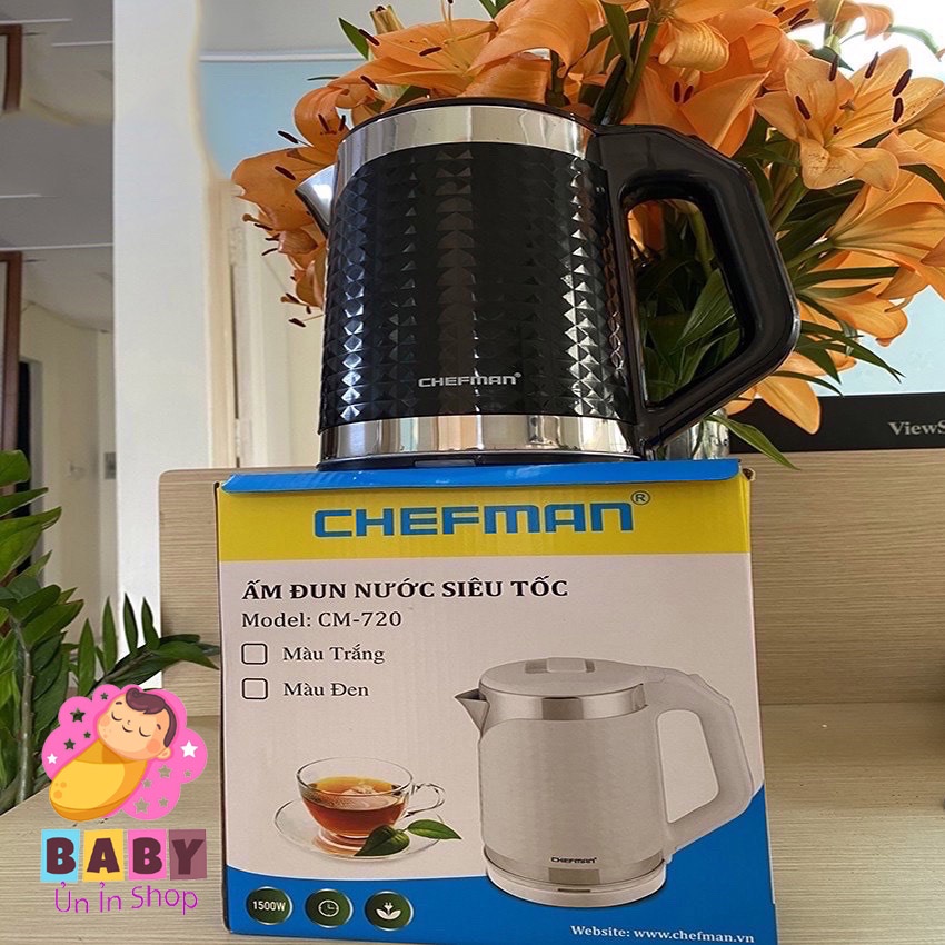 ẤM SIÊU TỐC CHEFMAN  DUNG TÍCH 2L.BẢO HÀNH CHÍNH HÃNG 12 THÁNG.