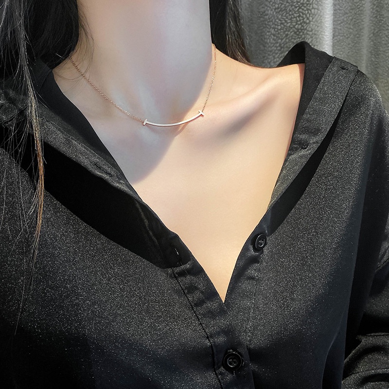 Dây chuyền nữ 100% TITAN NGUYÊN CHẤT KHÔNG GỈ vòng cổ nữ hình mặt cười phong cách ins hàn quốc 2021