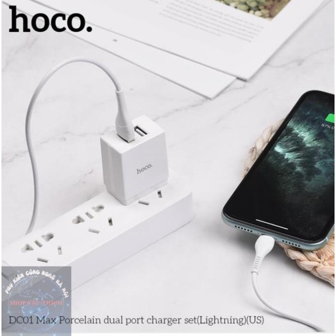 [FREESHIP] BỘ SẠC NHANH HOCO DC01 CHÂN LIGHTNING - 2.4 Ampe - 1 Đổi 1 Trong 7 Ngày - PHỤ KIỆN CÔNG NGHỆ HÀ NỘI - 41002