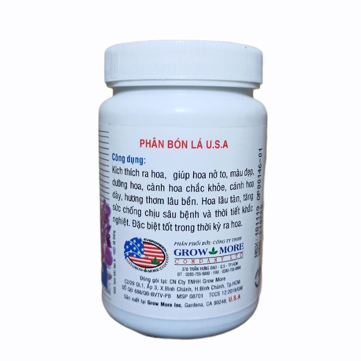 Phân bón lá Grow more NPK 6-30-30+TE  Kích thích ra hoa chuyên dùng cho Lan lọ 85gr