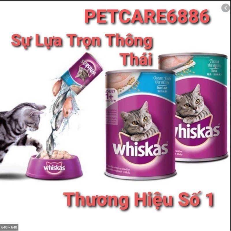 Thức ăn pate whiskas cho mèo trưởng thành lon 400g